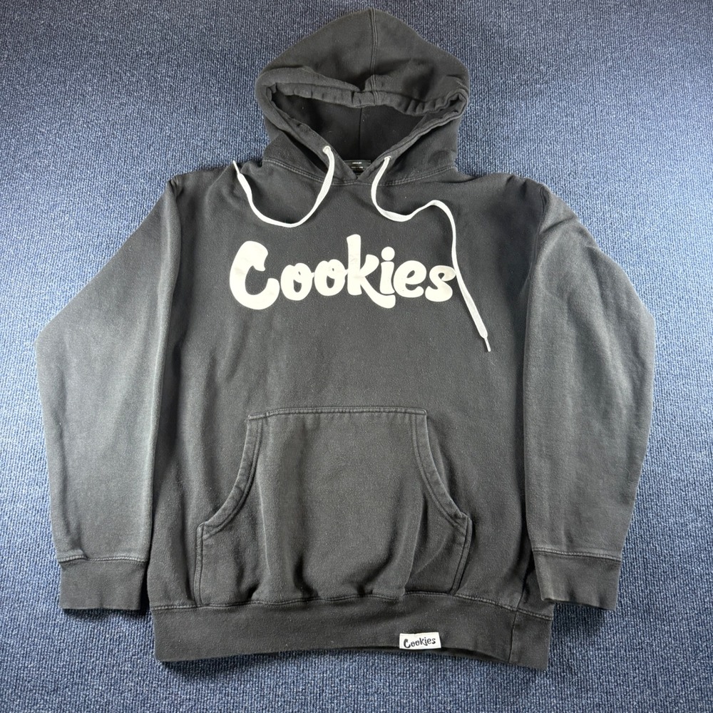 Cookies SF Mens Logo Pullover Hoodie Black White Streetwear Fleece Sweatshirt M